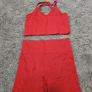 ZYIA Active Red Ribbed Top